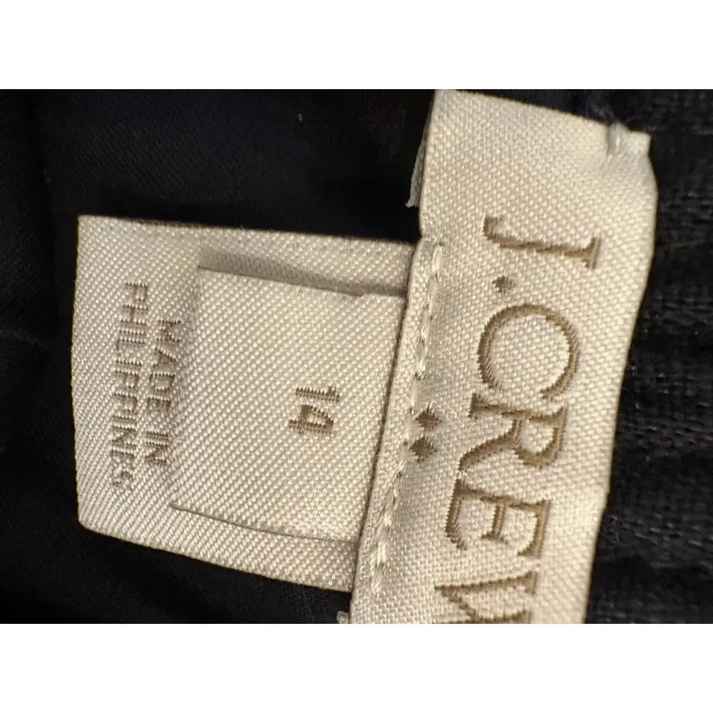 J.Crew Women's Skirt Pull On Linen Blend Mini Elastic Waist Pockets Black Sz. 14